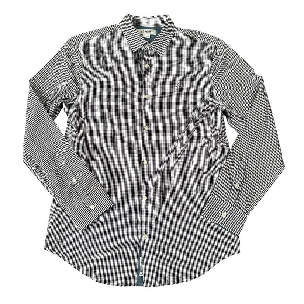 Original Penguin Men's Classic Fit Long Sleeve Gingham Plaid Shirt Size M